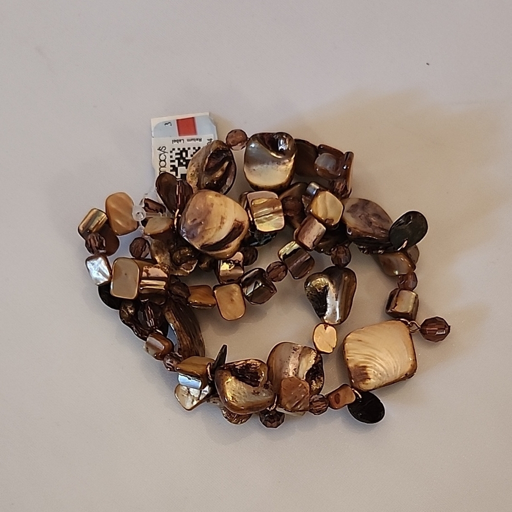 Elegant Champagne /and Brown Beaded Bracelet